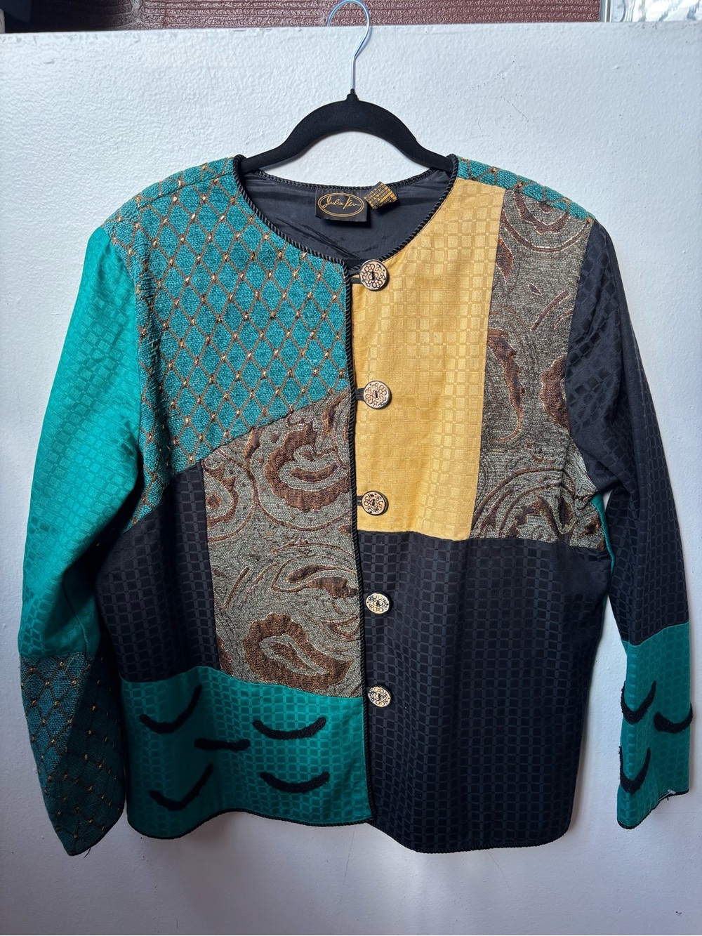 Julia Kim Patchwork Green & Gold Women's Jacket